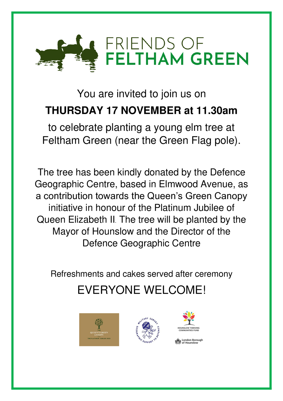 Elm Tree planting ceremony Nov 22